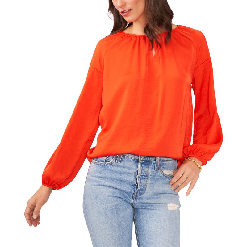 Vince Camuto Petite Keyhole Peasant Blouse